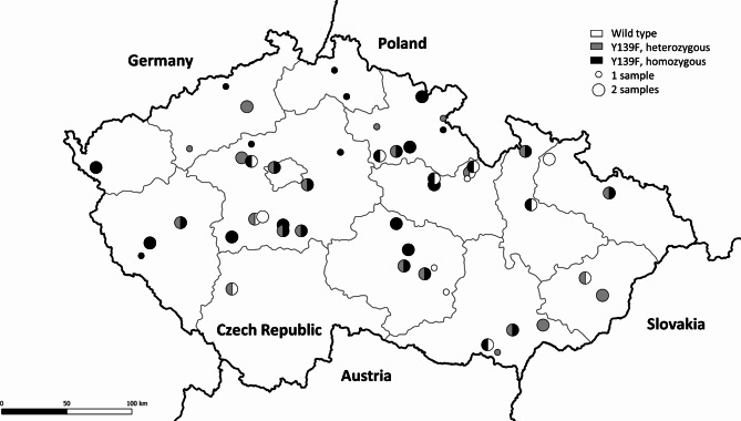 Widespread anticoagulant resistance in house mice (Mus musculus musculus) linked to the Tyr139Phe mutation in the Czech Republic.