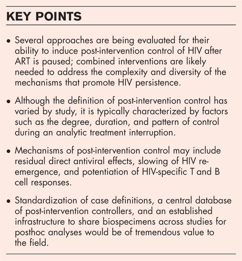 Post-intervention control in HIV immunotherapy trials.