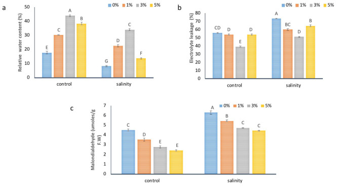 Foliar application of nano biochar solution elevates tomato productivity by counteracting the effect of salt stress insights into morphological physiological and biochemical indices.