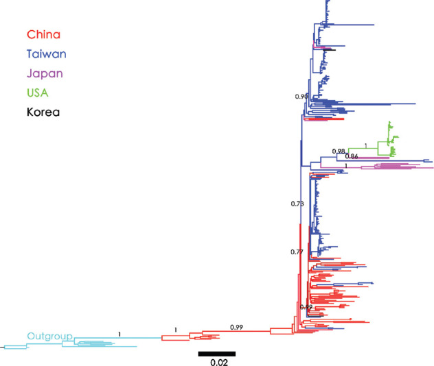 Phylodynamics of hepatitis B virus genotype B in East Asia: A population genomics analysis.