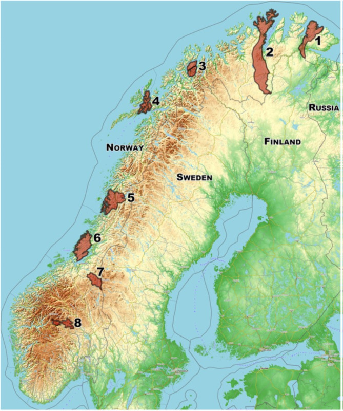 Prevalence and density of Elaphostrongylus rangiferi larvae in faecal samples of semi-domestic reindeer (Rangifer tarandus tarandus) in Norway 2013-16.