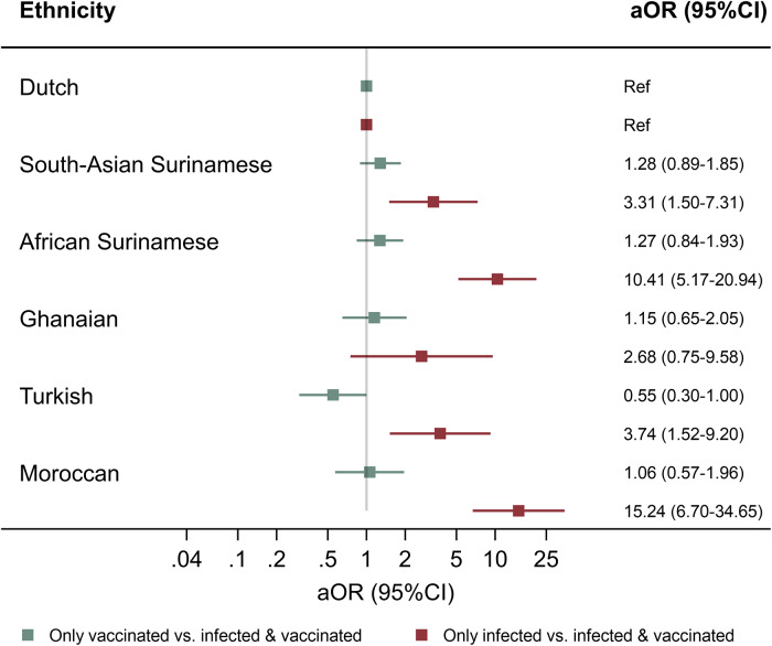 SARS-CoV-2 infection and vaccination status in six ethnic groups in Amsterdam, The Netherlands, May to November 2022.