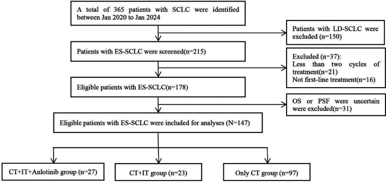 Combining Immunotherapy with Anlotinib in Extensive-Stage Small Cell Lung Cancer: A Multicenter Analysis of Efficacy and Safety.