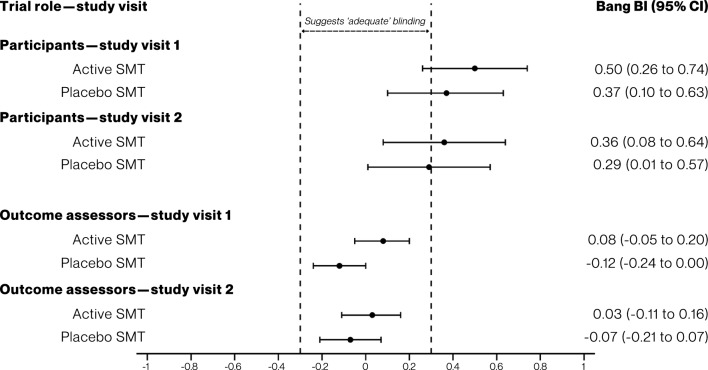 'Which treatment do you believe you received?' A randomised blinding feasibility trial of spinal manual therapy.