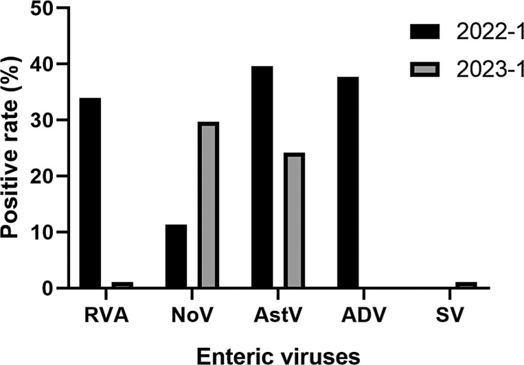 Surveillance of Pathogens Causing Viral Diarrhea in Yichang in 2022 and 2023.