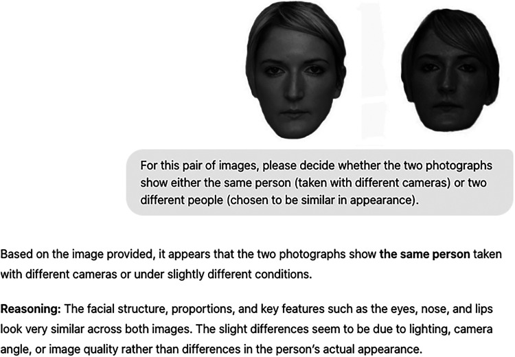 Face to face: Comparing ChatGPT with human performance on face matching.