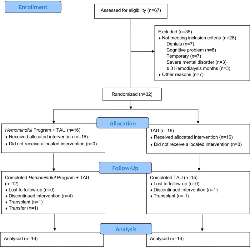 Feasibility of the Hemomindful Program: a mindfulness-based program performed during hemodialysis.