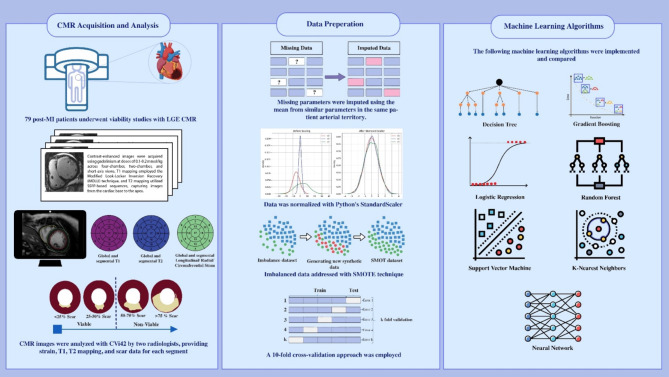 Machine learning-based interpretation of non-contrast feature tracking strain analysis and T1/T2 mapping for assessing myocardial viability.