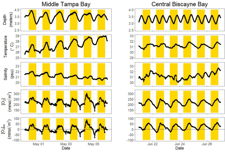Ecosystem Metabolic Rates Estimated from Diel Oxygen Measurements in Two Subtropical Estuaries.