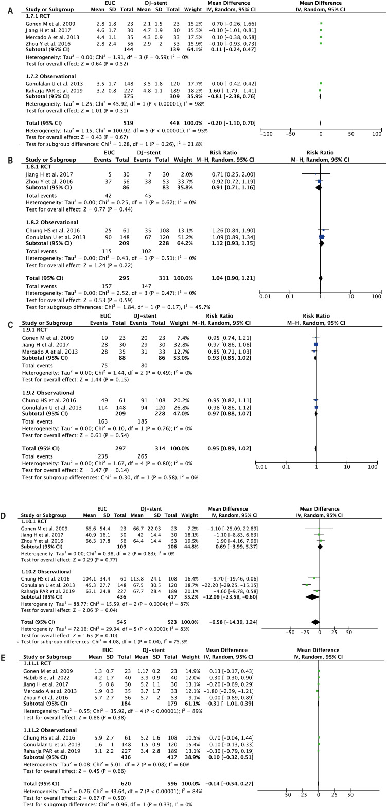 Comparison of External Ureteral Catheter and Double-J stent as Drainage Methods for Tubeless Percutaneous Nephrolithotomy: A Systematic Review and Meta-Analysis.