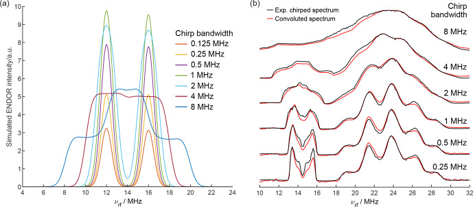 Increased sensitivity in electron-nuclear double resonance spectroscopy with chirped radiofrequency pulses.