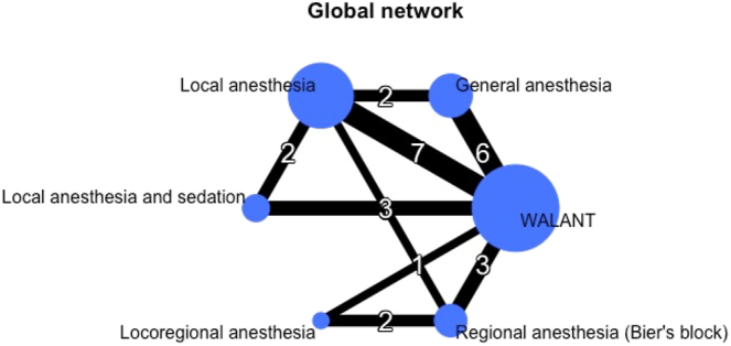 Network meta-analysis comparing WALANT, locoregional, local and general anesthesia techniques in carpal tunnel release.