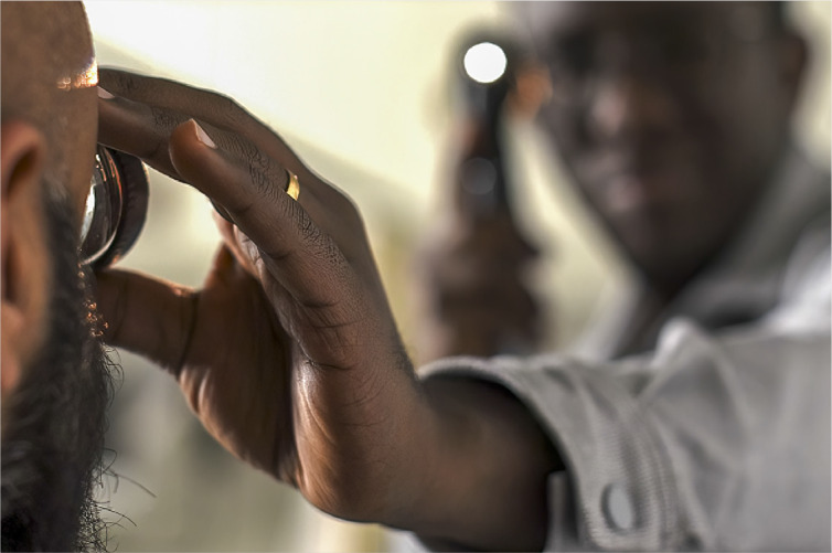 Clinical examination of the macula.