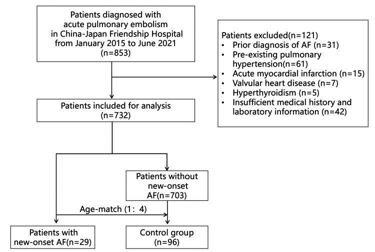 Clinical Characteristics and Influencing Factors of New-Onset Atrial Fibrillation in Patients with Acute Pulmonary Embolism: A Case-Control Study.