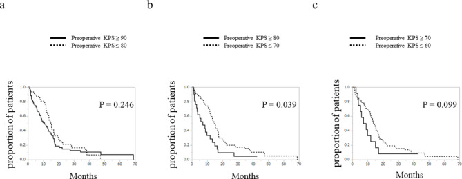 Factors involved in maintaining Karnofsky Performance Status (≥ 50%) in glioblastoma, IDH-wildtype patients treated with temozolomide and radiotherapy.