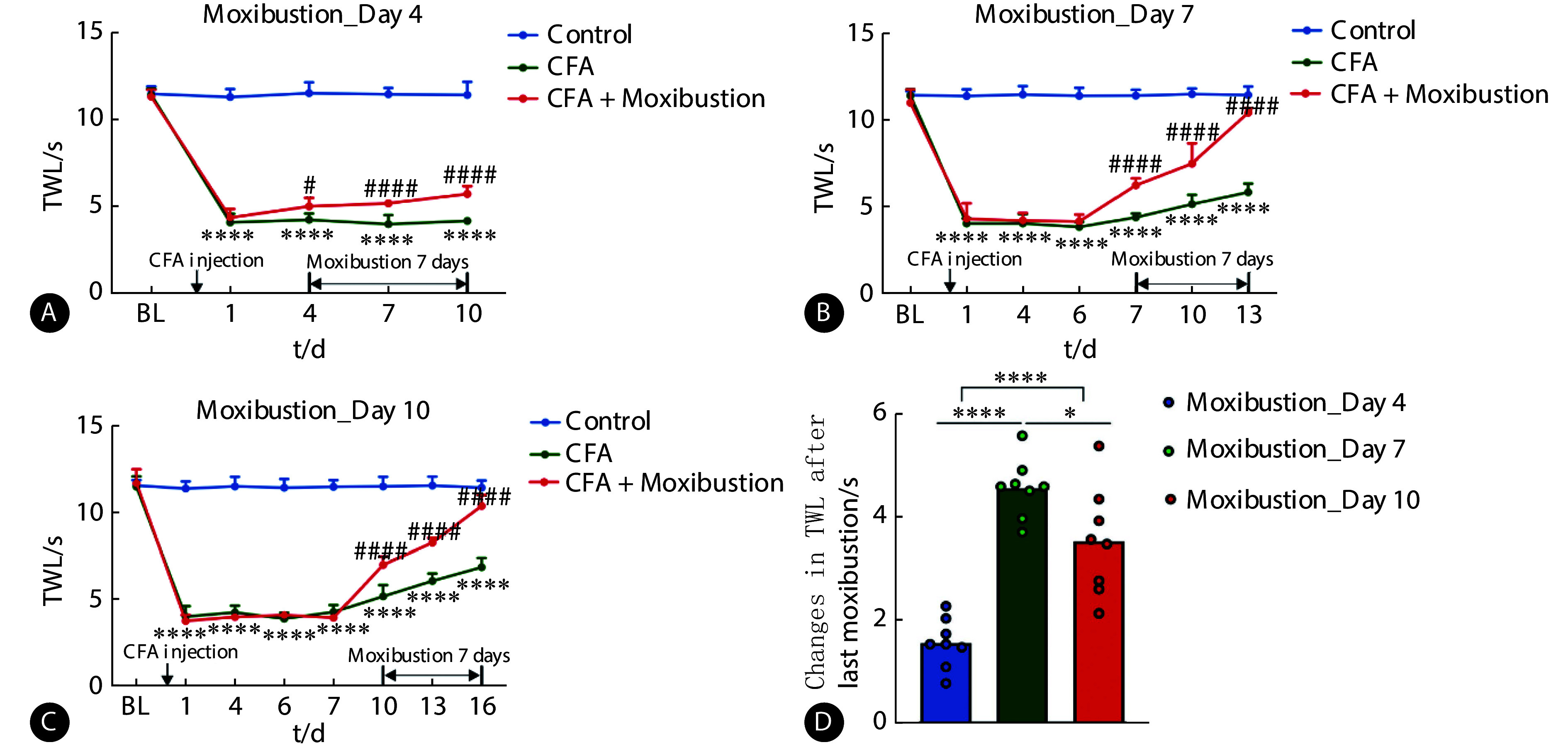 [Optimal Timing of Moxibustion Intervention for Anti-inflammatory and Analgesic Effects Based on a Chronic Inflammatory Pain Model].