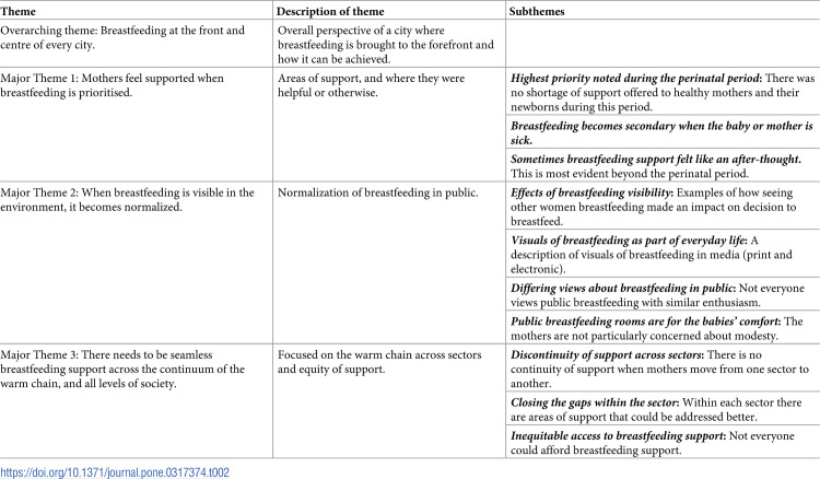 What makes a city breastfeeding friendly? A qualitative analysis of interviews with breastfeeding women from Europe and Asia.