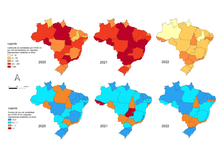COVID-19 mortality among international migrants in Brazil: spatio-temporal analysis, 2020-2022.