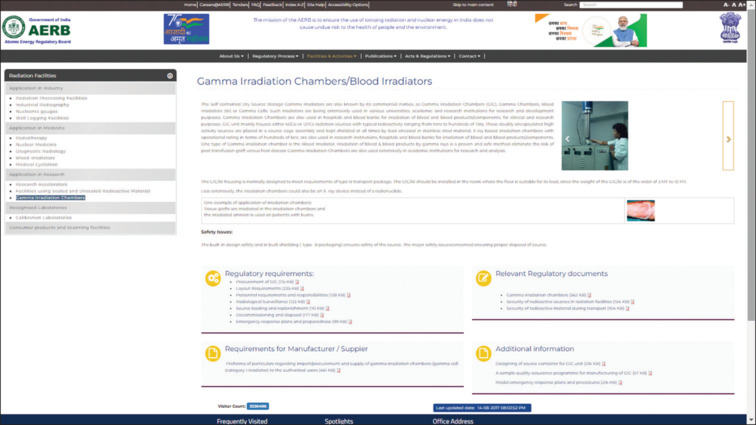 Documents to procure gamma irradiation chamber and license for operation in blood center.