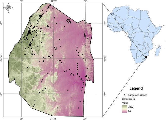 A database on the historical and current occurrences of snakes in Eswatini.