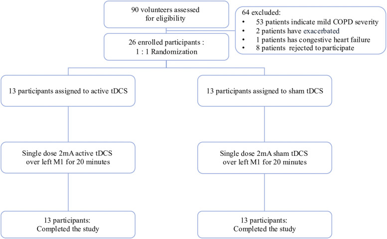 Transcranial direct current stimulation's effect on exercise capacity, respiratory muscle strength, and physical performance in patients with chronic obstructive pulmonary disease: Randomized controlled trial.