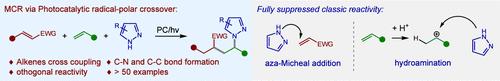 Alkylazolation of Alkenes via Photocatalytic Radical Polar Crossover