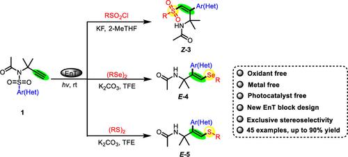 Energy Transfer (EnT)-Mediated Stereoselective Aryl-Heterofunctionalization of Unactivated Alkynes via Radical Rearrangement