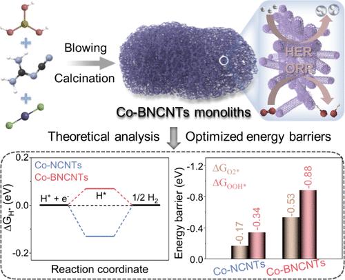 Revealing Crucial Influences of Boron Support on Regulating Geometric and Electronic Structures of 3D Catalyst for Hydrogen Evolution and Oxygen Reduction Reactions