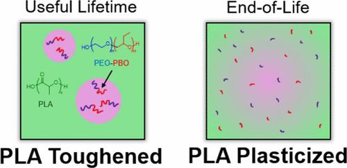 Persistent Toughness and Heat Triggered Plasticization in Polylactide Modified with Poly(ethylene oxide)-block-poly(butylene oxide)
