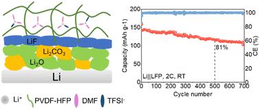 Use of a solid polymer/ceramic electrolyte coating to promote uniform Li flux and a LiF-rich interphase for lithium metal batteries