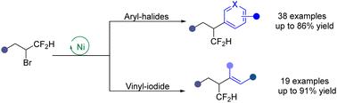 Nickel-catalyzed reductive cross-coupling of difluoromethylated secondary alkyl bromides with organohalides†