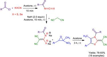 Synthesis of new 2-(thiazol-2-ylidene) malononitrile, and 2-(1,3-selenazol-2-ylidene) malononitrile derivatives via nitroepoxide ring opening with malononitrile-isothiocyanate (or isoselenocyanate) adducts