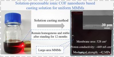 Solution-processable ionic covalent organic framework nanosheets for robust mixed matrix membranes with enhanced proton conductivity