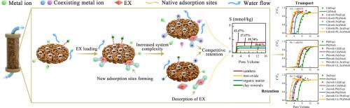 Reactive transport and retention of Cd, Pb, and Zn under coexisting multimetal-xanthate conditions in porous media