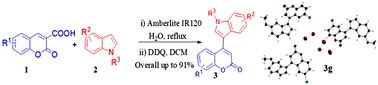 Metal-free access to 4-indolyl coumarin from coumarin 3-carboxylic acid and indole via a Michael addition-decarboxylation and dehydrogenation protocol: a photo-physical study and utility as an invisible ink