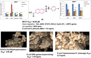 Design, synthesis and SAR of novel naphthalene–sulfonamide hybrids: anticancer assessment, gene expression analysis of IL6/JAK2/STAT3 signaling in MCF7 cells and antimicrobial evaluation