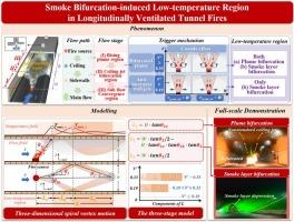 Smoke bifurcation-induced low-temperature region in longitudinally ventilated tunnel fires: Phenomenon, modelling, and full-scale demonstration