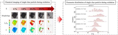Oxidation mechanism of single char particles: Insights from chemical imaging by micro-Raman mapping technique in a heating stage