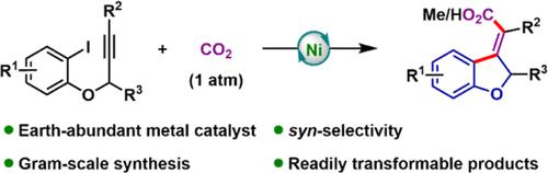 Nickel-Catalyzed Stereoselective Synthesis of Dihydrobenzofuran Exocyclic Alkenyl Carboxylic Acids from CO2