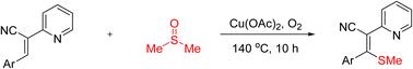 Copper acetate mediated thiomethylation of 2-pyridine-substituted acrylonitriles with DMSO