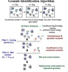 CFD-DEM modeling of fluidized bed granulator: Granule formation, identification, and evolution of granule size distribution
