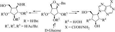 Acid-catalysed rearrangement of acyl groups: synthesis of β-d-gluco aminocyclopentitols and carbanucleoside derivatives