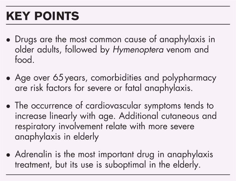 Age-dependent differences in anaphylaxis: elderly population.