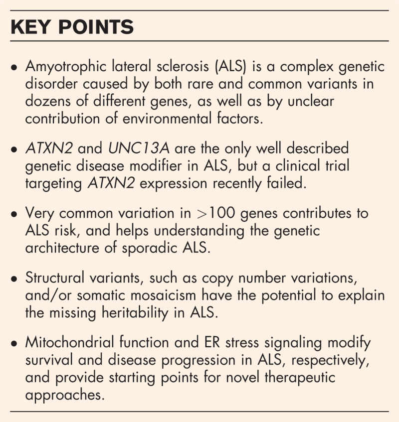 Genetics of ALS - genes and modifier.