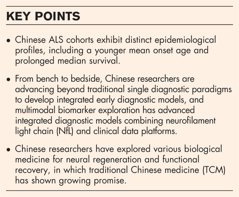 Amyotrophic lateral sclerosis in Mainland China: clinical translational challenges and opportunities.