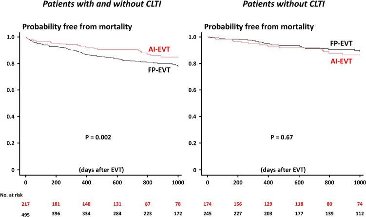 Comparable clinical characteristics and outcomes of patients undergoing endovascular treatment for aorto-iliac or femoropopliteal lesions.
