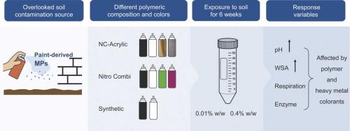 Spray paint-derived microplastics influence soil properties and microbial activity through their composite composition