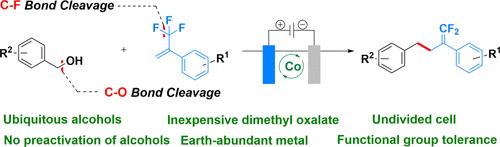Electrochemical Cobalt-Catalyzed Cross-Electrophile Coupling of Alcohols and Trifluoroalkenes via Simultaneous C–F and C–O Bond Cleavage