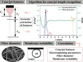 Correlating cone/jet features of electrospinning with fiber diameter and wettability to modulate fiber membranes with different wettabilitiy