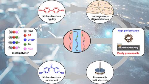 Readily Processable High Performance Liquid Crystalline Block Copolymer with Mesoscale Phase Separation